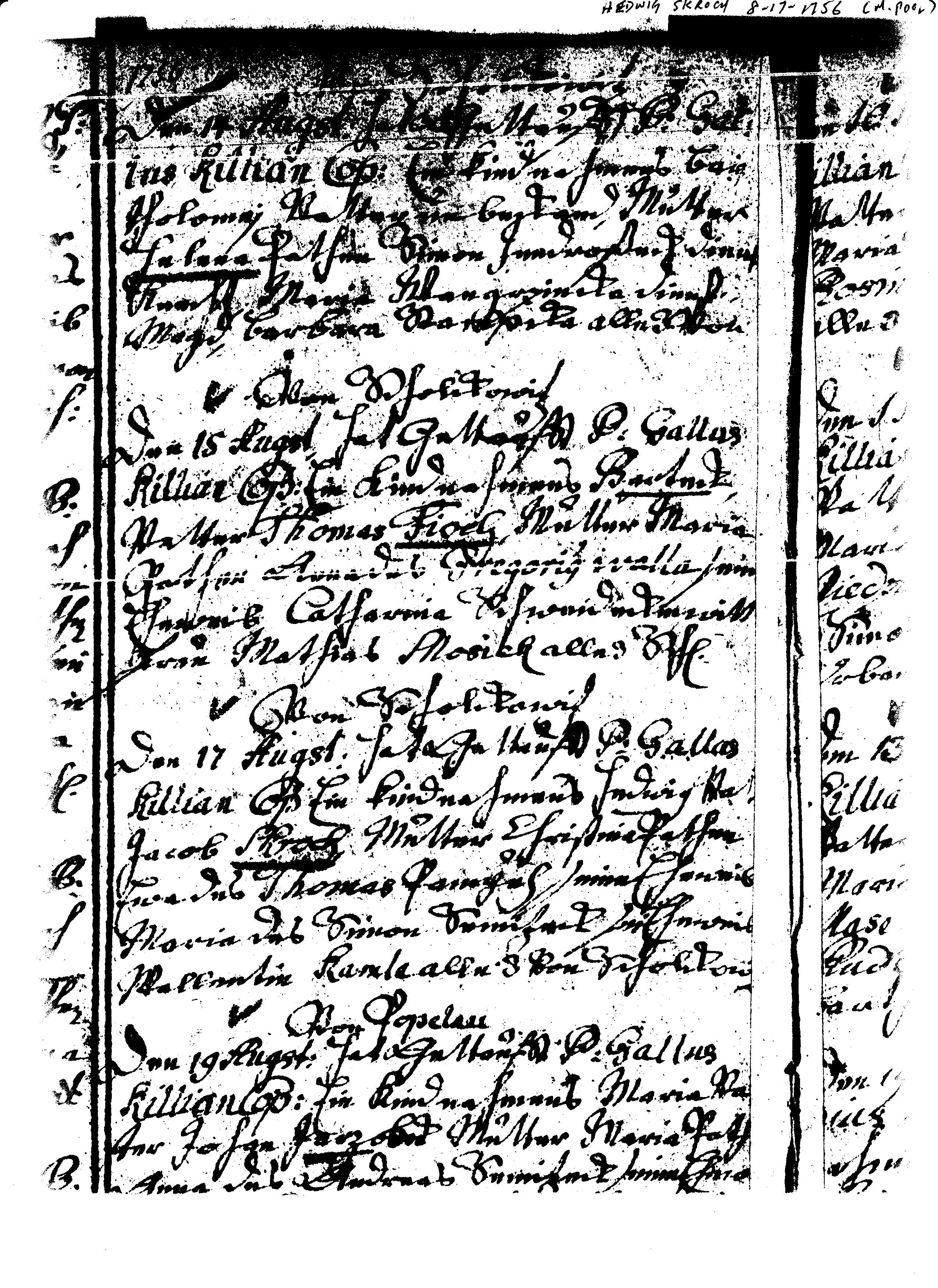 Hedwig
                    Skroch 1756 Baptism
