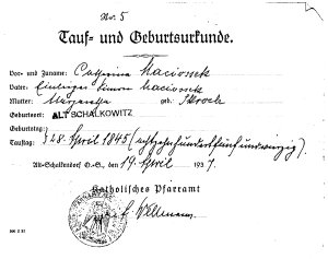 Catharina's Birth Record