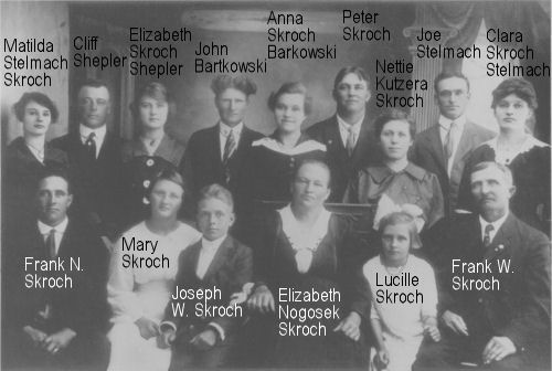 Frank W. Skroch Family circa.1917 (son
                      Joseph's communion) from Martin Pool via Elizabeth
                      (Betty) Skroch Brooks, Joseph's daughter
